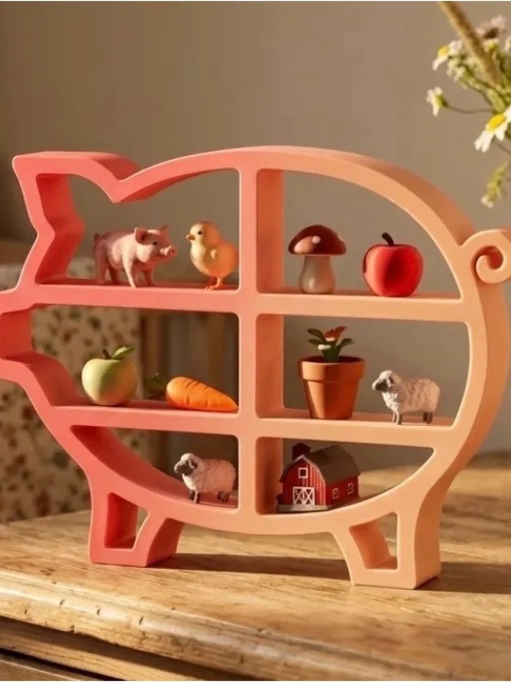 Pig-Shaped Shelf miniature display table shelf or wall display!